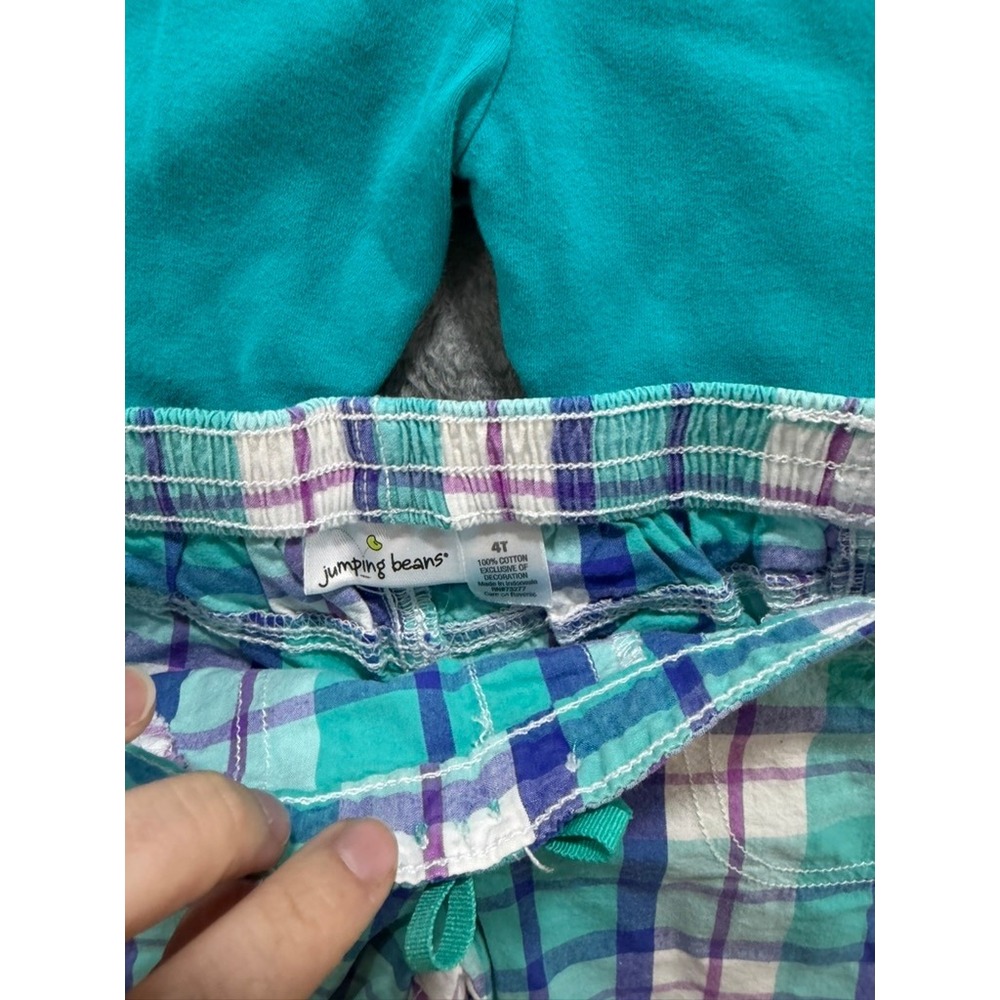 Girls Shorts Lot 8 Pairs Size 4 4T Jumping Beans Sonoma Plaid Pink Blue Green - Picture 4 of 13
